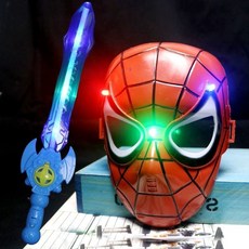 發光賽羅奧特曼面具兒童發光寶劍玩具 - 歐布羅索烈火奧特曼刀劍角色扮演, 蜘蛛人面具+藍色聲光劍, 1個