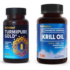 임상적 된 투르미 퓨어 한 바이오엠블 남극 크릴오일 보충 강황 커큐민, 1개, 30정