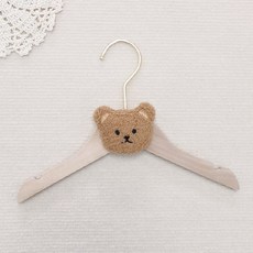 이이공브이샵 곰돌이 원목옷걸이 유아 아기옷걸이, 1개, 브라운
