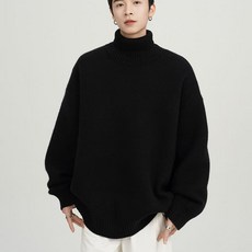 투니스 남성 심플 단색 하이넥 니트 스웨터