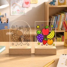 [홈퍼니]DIY 아크릴 무드등 만들기 UV인쇄 완성도안 9종 어린이집 유치원 초등학교 [1-3]유선USB형 직사각형 미니, [8]과일