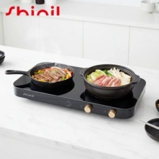 <무료배송 > 25년 신일 2구 인덕션 와이드형 가정용 캠핑용 이동형 블랙 전기레인지, 프리스탠딩