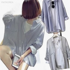 DS 스트라이프 오버핏 여성 남방 줄무늬셔츠 20대여성의류