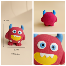 포아틀리에 강아지 라텍스 장난감 삑삑이 몬스터 씹기 소형견 놀이용, 로즈 레드, 1개