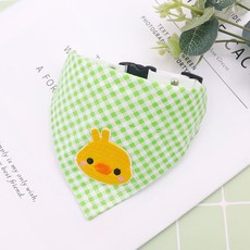 DZER 애완동물용 귀여운 체크 무늬 스카프 작은 동물 자수 목걸이 전연령용, S, 녹색