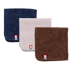 B-PLAID 타올 손수건 이마바리 타월 3장 세트 25×25cm 흡수 속건 가능 12색 핸드타올 원컬러 남성 여성 손수건 네이비+그레이+브라운