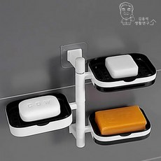 벽부착 3단 회전 비누받침대 물빠짐 비누거치대 홀더, 상세페이지 참조, 1개, 1개