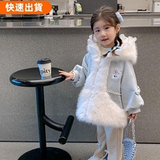美少女嚴選 女童艾莎刷毛加厚冬季兒童PU皮衣仿皮草皮毛一件式寶寶愛莎棉服