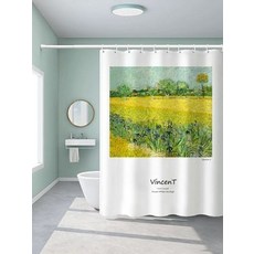 고흐 샤워커텐 방수 명화, 1개, 유화 15 Z8X