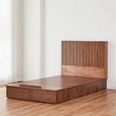 WG-벨루틴 리빙스타 서랍조명 SS 침대프레임, 월넛