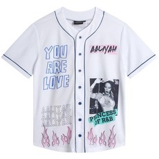 Aaliyah 여성용 야구 저지 - 경량 버튼 다운 반소매 콘서트 셔츠 야구 저지 (사이즈 S-XL)