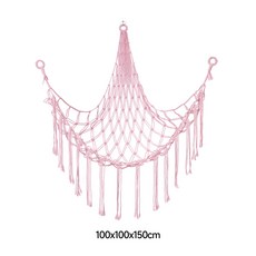 兒童房玩具收納置物袋 編織毛絨玩具吊床網, 淺粉色簡單款 100*100*150, 1個