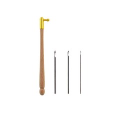 자수 Tambour 후크 3 바늘 금속 펜 자수 크로스 스티치 공예 키트 DIY 바느질 뜨개질을위한 프랑스어 크로 셰 뜨개질, 베이지, 1개