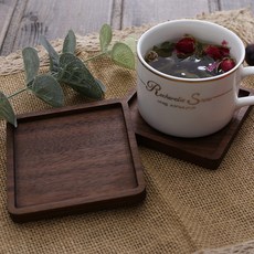 로고 받침 매트 나무 둥근 사각형 호두 머그잔 안경 8cm, 1 pcs, Walnut square 2