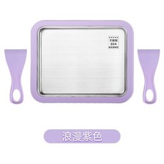 不用電炒酸奶機 家用小型兒童自制DIY水果雪糕炒冰盤迷你冰淇淋機 免插電多功能酸奶機, 大號紫色304不銹鋼+1包冰淇淋粉