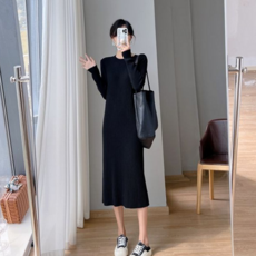 여성 니트 원피스 루즈핏 임산부 롱골지 여성 롱 원피스 라운드 데일리