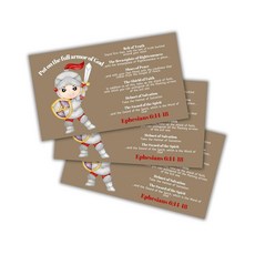 [ 1218297 ] 전능하신 하나님의 전신 갑옷 성경 구절 지갑 카드 30팩 8.9 x 5.1cm(3.5 2인치) 포켓 아동용 칼과 방패 미니멀리스트 에베소서 6:14-18