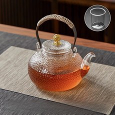 MorningSea 고급 직화내열유리 티포트 거름망 티포트, 1개, 700ml, 투명색