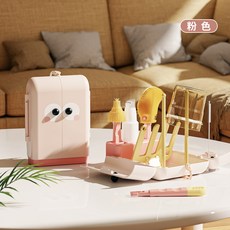 奶瓶清潔刷 嬰兒童外出旅行便攜矽膠摺疊三合一, 粉红色, 1個