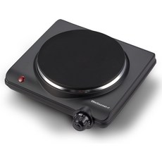 엘리트 고메 조리대 전기 버너 1000W 주철 핫 플레이트 7가지 열 설정 RV용 휴대용 쿡탑 기숙사 사무실 및 작은 주방 로드 레디 컴팩트, Cast Single-Black