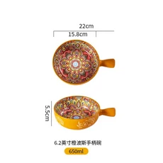 1pc 세라믹 손잡이 그릇 손잡이가있는 가정용 인스턴트 국수 그릇 오븐 전용 베이킹 그릇 주방 조리대 식기, 01 A