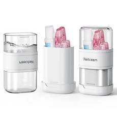 칫솔 여행용 케이스 키트 휴대용 접이식 칫솔 홀더 및 치약 커버 용기 구강 세정제 컵 포함 여행 욕실 캠핑 출장용 구강 청소 도구 정리함(1팩), White