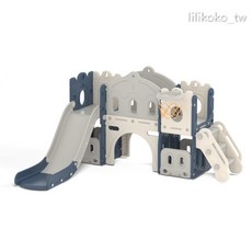 哩哩摳摳兒童溜滑梯室內檢驗合格，寶寶滑梯玩具附籃球框, 1個, 兒童溜滑梯藍色(檢驗合格)