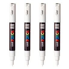 유니 포스카마카 PC-1M (매우 얇은글씨용), 화이트, 4개