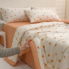 輕氧棉大豆棉夏被四件套 空調被 夏涼被芯 學生宿舍單人薄款被子, 小甘橘,150x200cm夏被一條