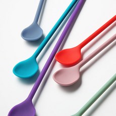 [미쓰오상점] 국내제작 실리콘 다용도 롱스푼(6컬러), 아쿠아