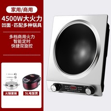 고속 가열 강력한 오목면 전기레인지, F. 4500W 오목형+국물냄비 + 5L 밥솥