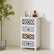 에코베스트 엠지수납장 4단수납장 서랍장 4단서랍장 원목서랍장 원목수납장 빈티지서랍장 틈새수납장, 엠지4단수납장화이트