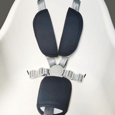 五點式 餐椅 寶寶安全帶 嬰兒推車 安全防護帶 五點式安全帶寶寶藤椅車餐桌椅嬰兒童推車三點式安全帶通用固定扣, 加厚240圓形5點灰+護肩黑+護跨黑, 1個