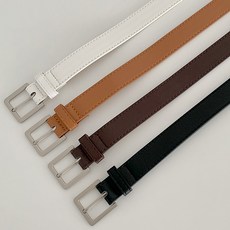 [수앤수]로이드 무광 실버 스퀘어 가죽 벨트 (26T010)