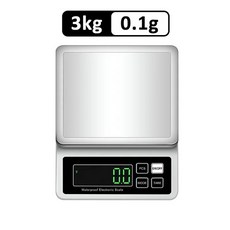 주방 전자 저울 충전식 방수 IP67 1g, White 3Kg 0.1g