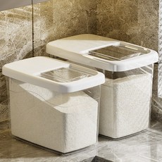 臺灣出貨存米桶廚米桶翻蓋米桶防蟲防潮密封米箱米桶飼料桶日式儲米桶, 透明白【食用級奶瓶材質】20斤【送米杯】,無輪款, 1個