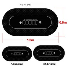 타원형 홀덤매트 텍사스 게임 포커 카드 보드게임, 1개, 계란 휘핑기 - 둥근 블랙 120x240CM, 1단