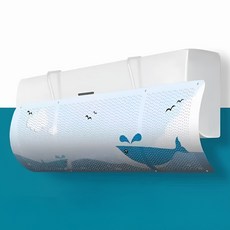 알리오마켓 직풍방지 바람가드 걸이형 윈드바이저 벽걸이 에어컨 바람막이, 1개, 푸른 고래
