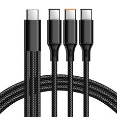 C타입 to C타입 3in1 동시충전 케이블, 1개, 블랙, 2m 1개, 블랙, 2m