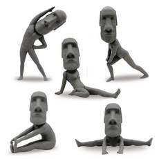 모아이피규어 스트레칭 쭉쭉 장식 데코, 키  5cm, 세트 (모아이 5개입)