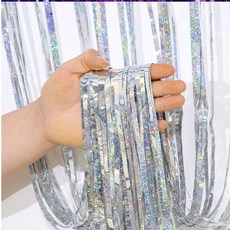 파리스 데코 수술 파티커튼, 4개, 홀로그램실버