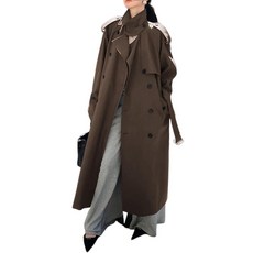 Utcoco 여성용 2025 패션 더블 브레스트 롱 트렌치 코트 방풍 클래식 라펠 오버코트 벨트 포함 블랙. XS 167811, XL, 커피