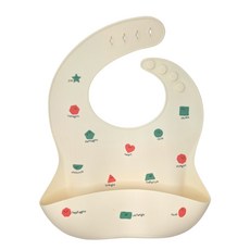 리틀그립 프리미엄 유아 올 실리콘 턱받이, 1개, 1개입, 베이지도형