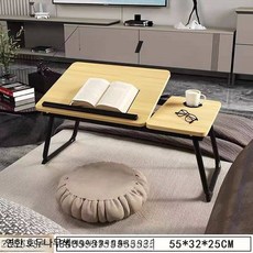 노트북 침대책상 테이블 독서대 좌식 트레이 높이조절 접이식 기숙사용, 2_우드
