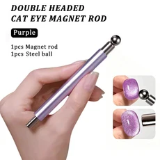 LINMANDA 3 In 1 듀얼 헤드 캣아이 네일 아트 마그네틱 스틱 다기능 자석 디자인 도구 홈 DIY에 적합, 03 Purple