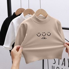 兒童袖子發熱上衣 兒童德絨打底衫 男女童軟糯半高領長袖保暖衣 寶寶內搭上衣t恤 秋冬