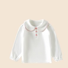 兒童春秋純色學院風純棉長袖打底上衣