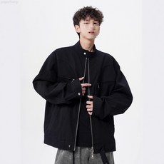 哈靈頓重磅水洗帆布夾克男春秋潮牌高街痞帥立領工裝外套