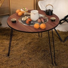 JHCO 캠핑 원형 화로 테이블, 브라운