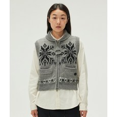 리 LEE 우먼 코위찬 니트 베스트 그레이